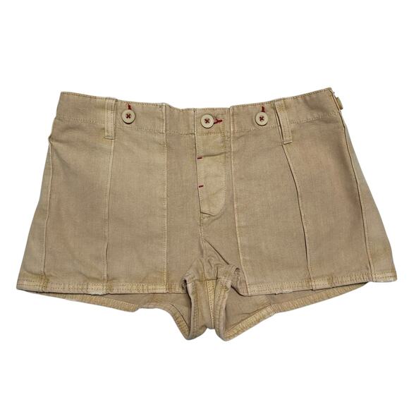 FREE PEOPLE Sz 6 All Yours Micro Mini Shorts Khaki Neutral Brown Utility Cargo - Picture 1 of 5
